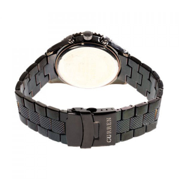 Curren Men's Black Stainless Steel Chronograph (Black 4.5cm Dial) - CUR062