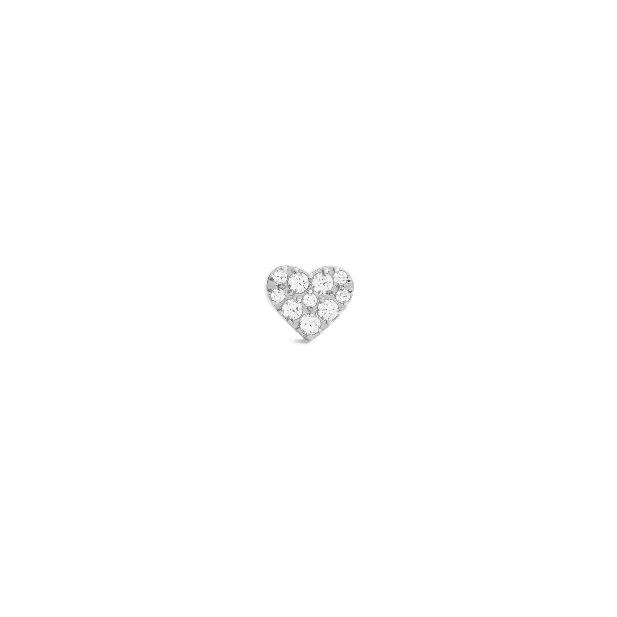 Crystal Heart Stud Silver