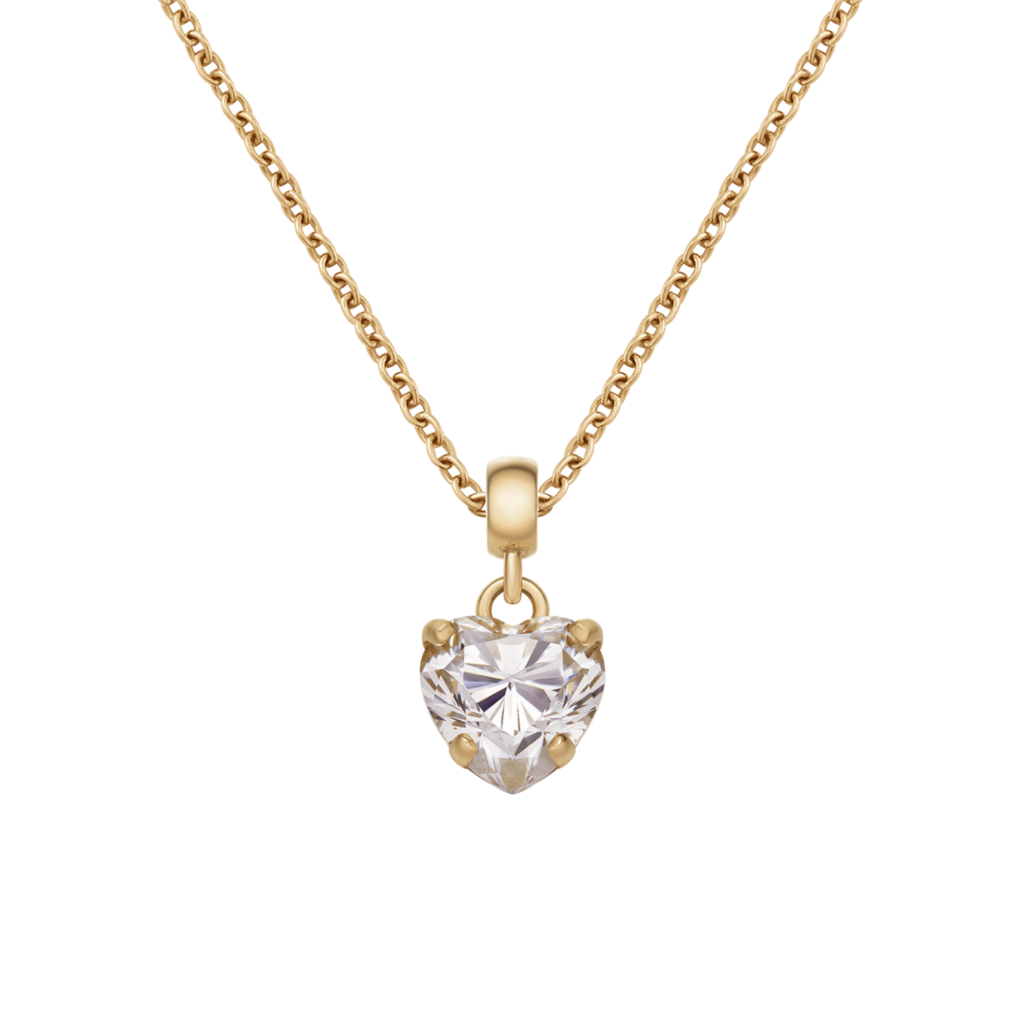 Heart Crystal White Gold Charm + Chain Necklace G