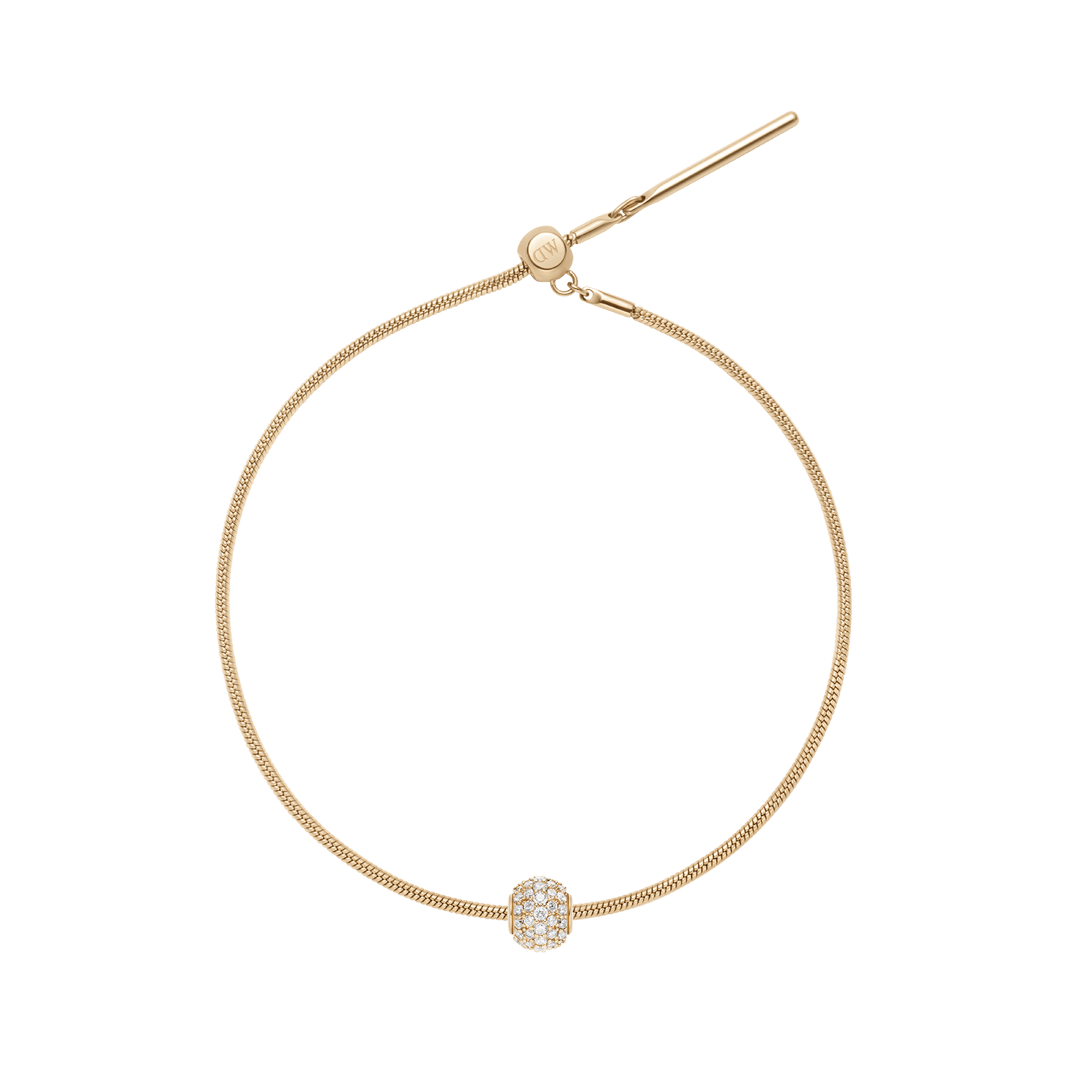 Pave Orb White Crystal Gold Charm + Snake Bracelet G