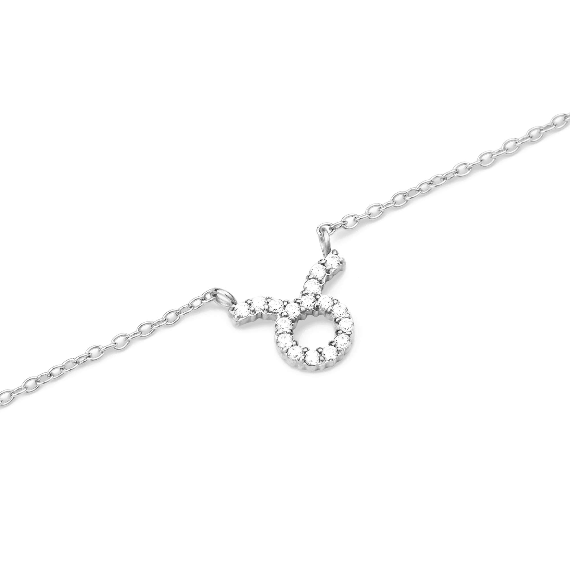 Crystal Zodiac Chain Necklace Silver