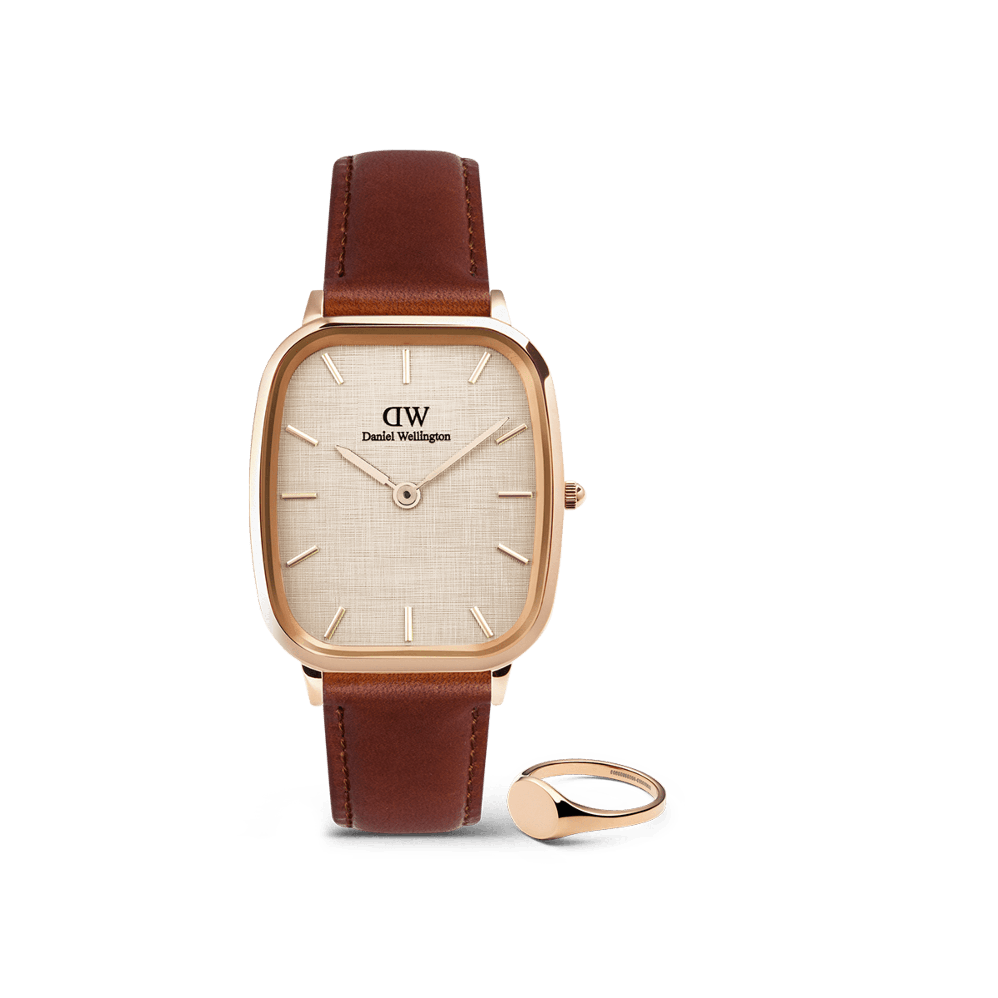 Marlon & Classic Mini Signet Ring Rose Gold Set