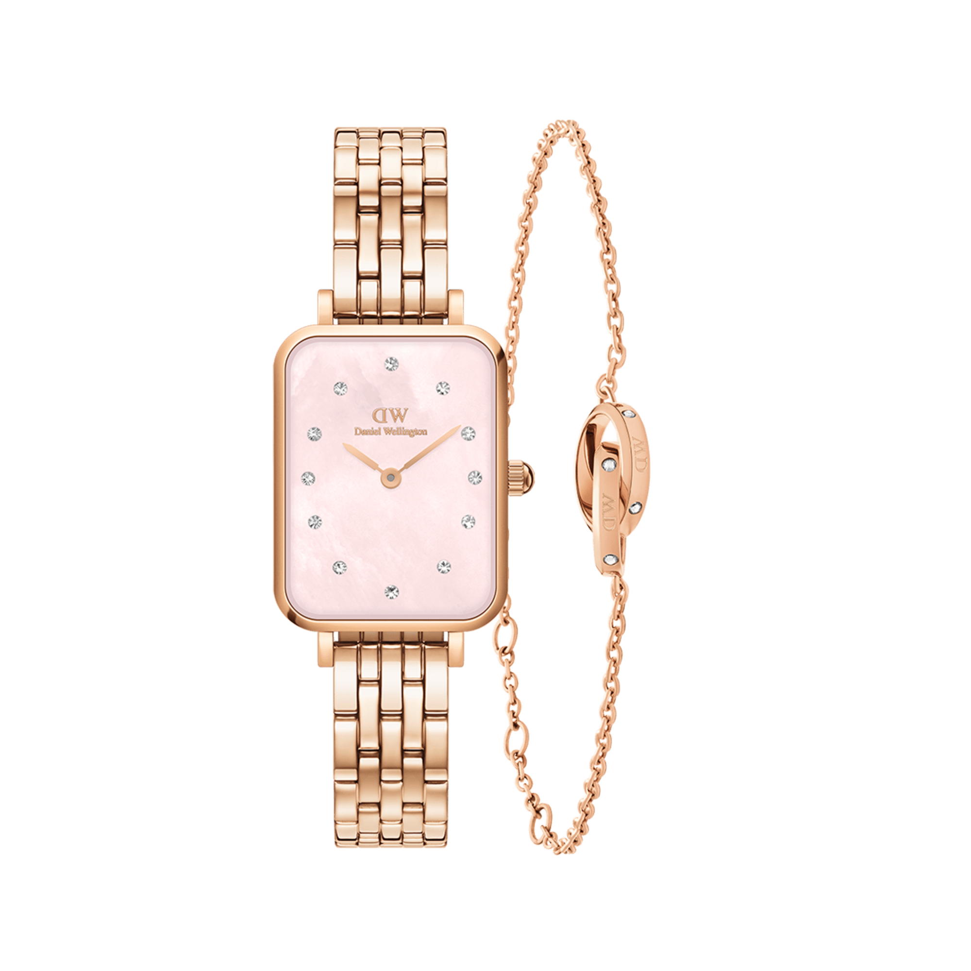 Quadro Lumine 5-link Melrose Pink MOP & Classic Unity Lumine Bracelet RG