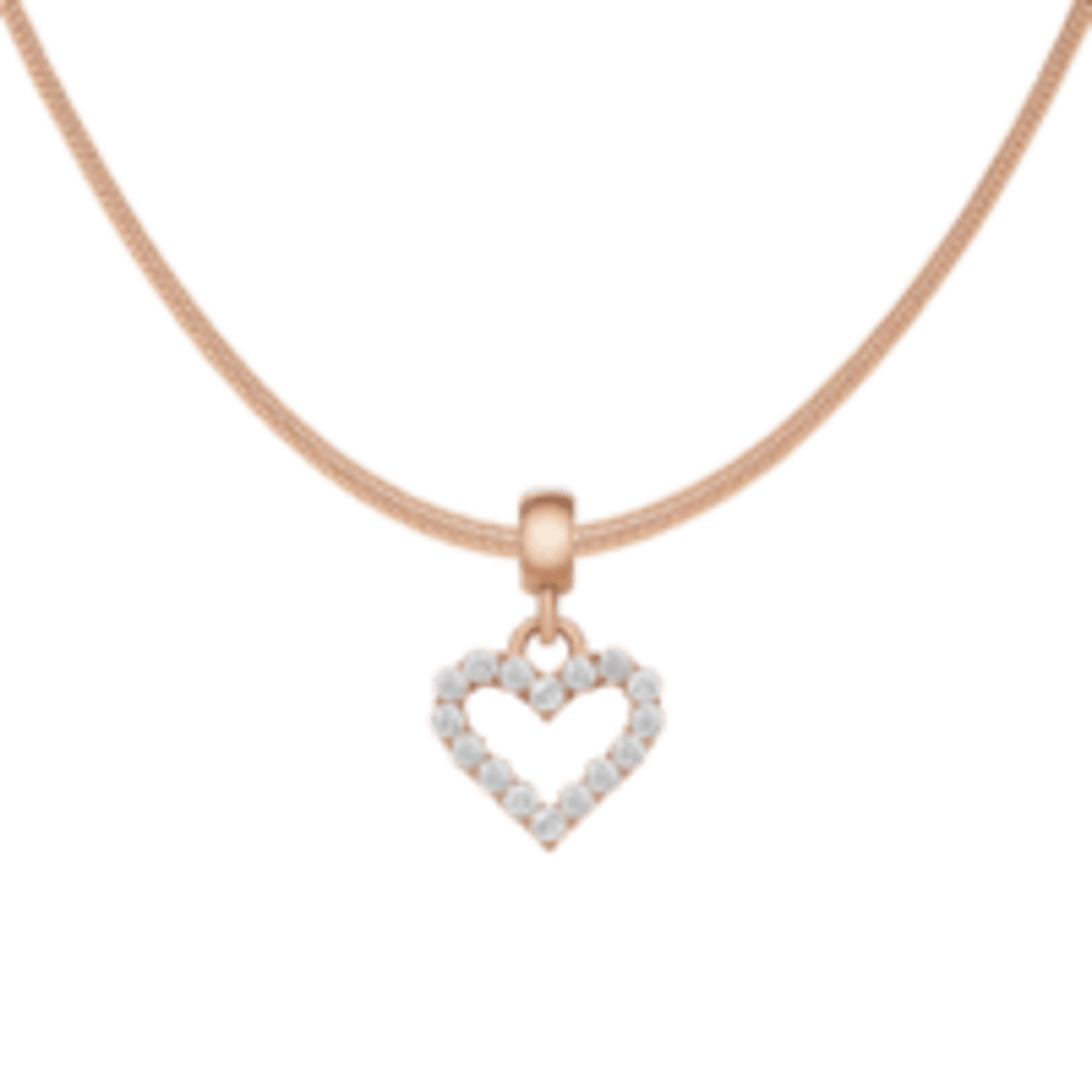 Heart Contour White Crystal Rose Gold Charm + Snake Necklace RG
