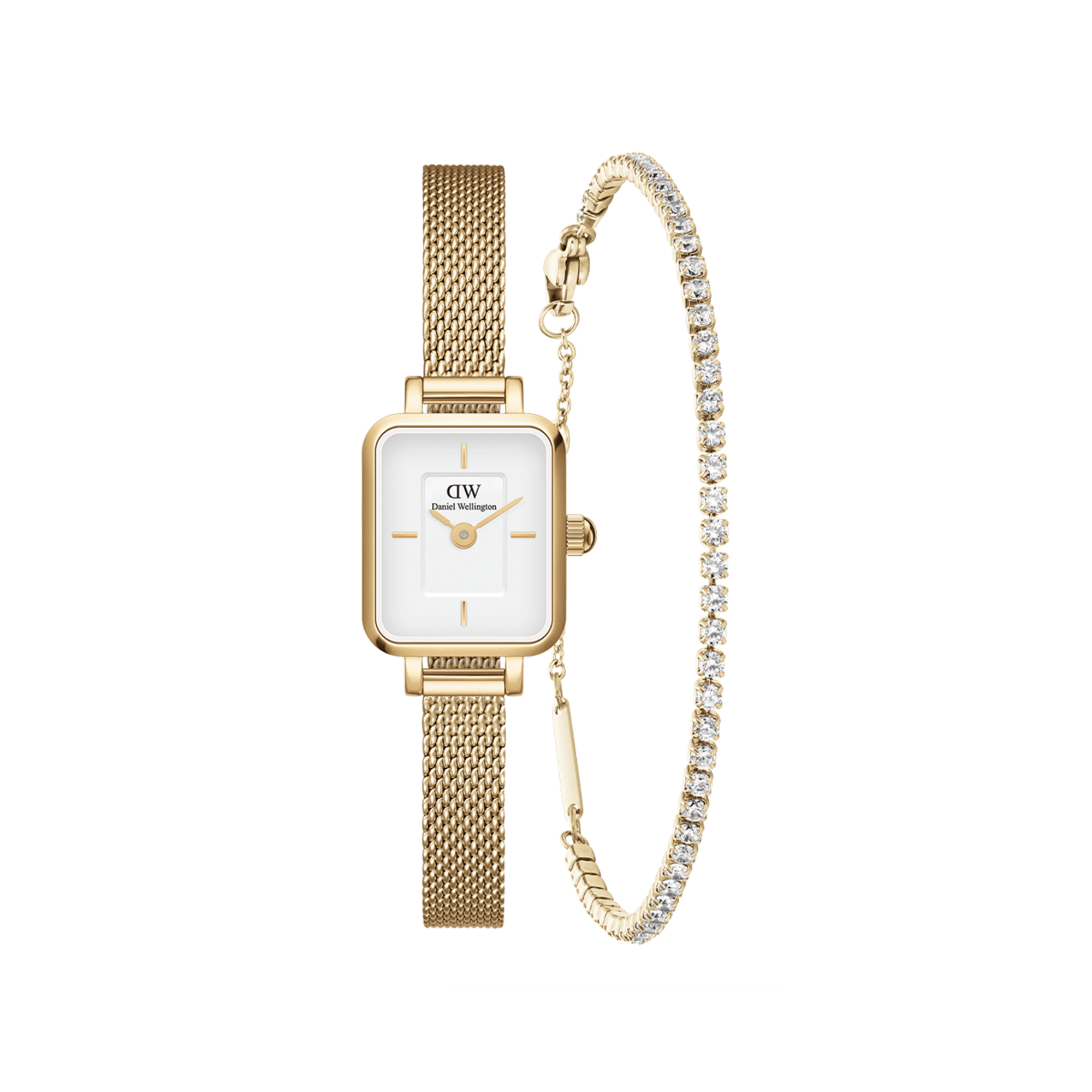 Quadro Mini & Tennis Bracelet Gold