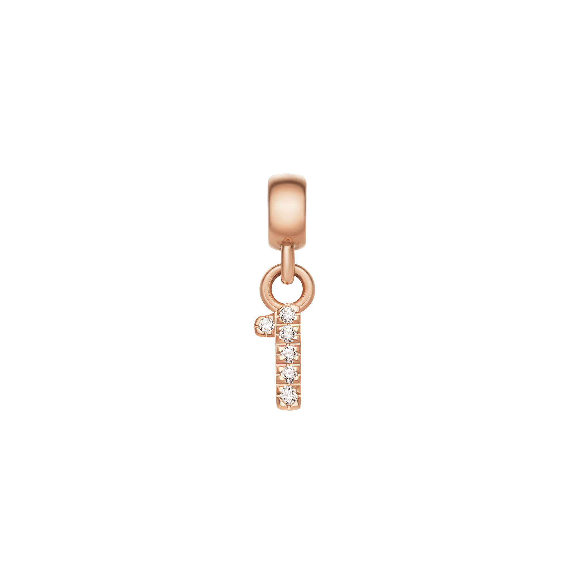 Crystal Number Charm Rose Gold