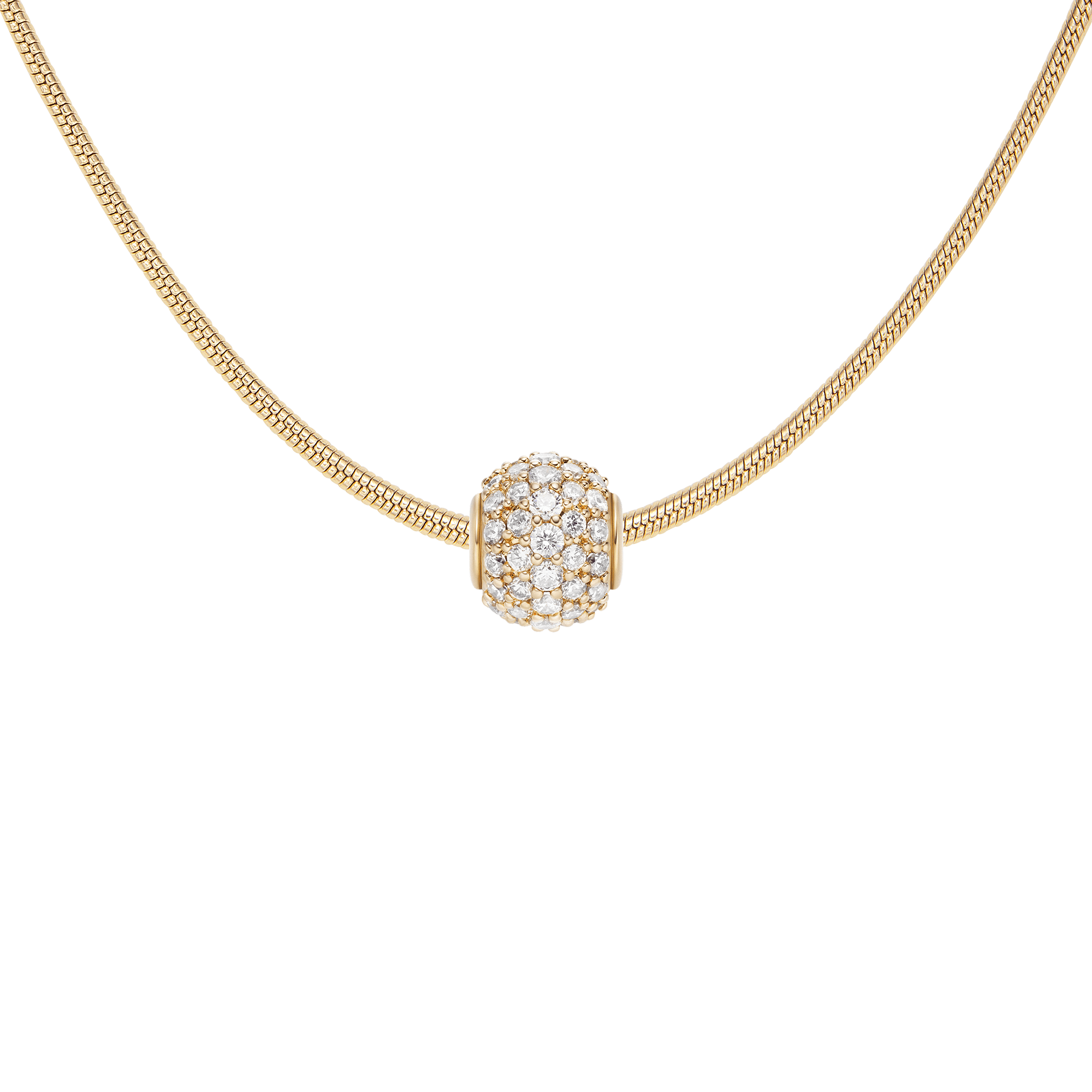 Pavé Orb White Crystal Charm Gold