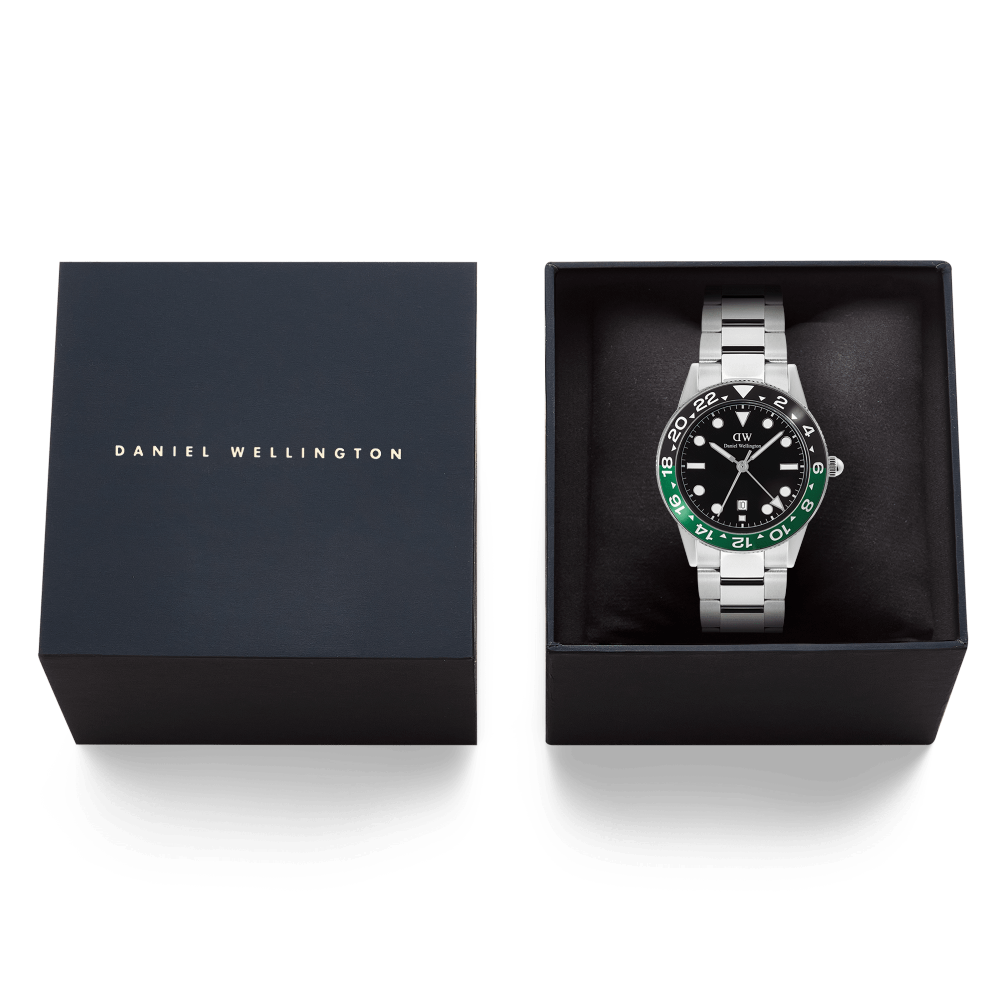 Iconic GMT Link Black Green Ceramic Bezel Silver