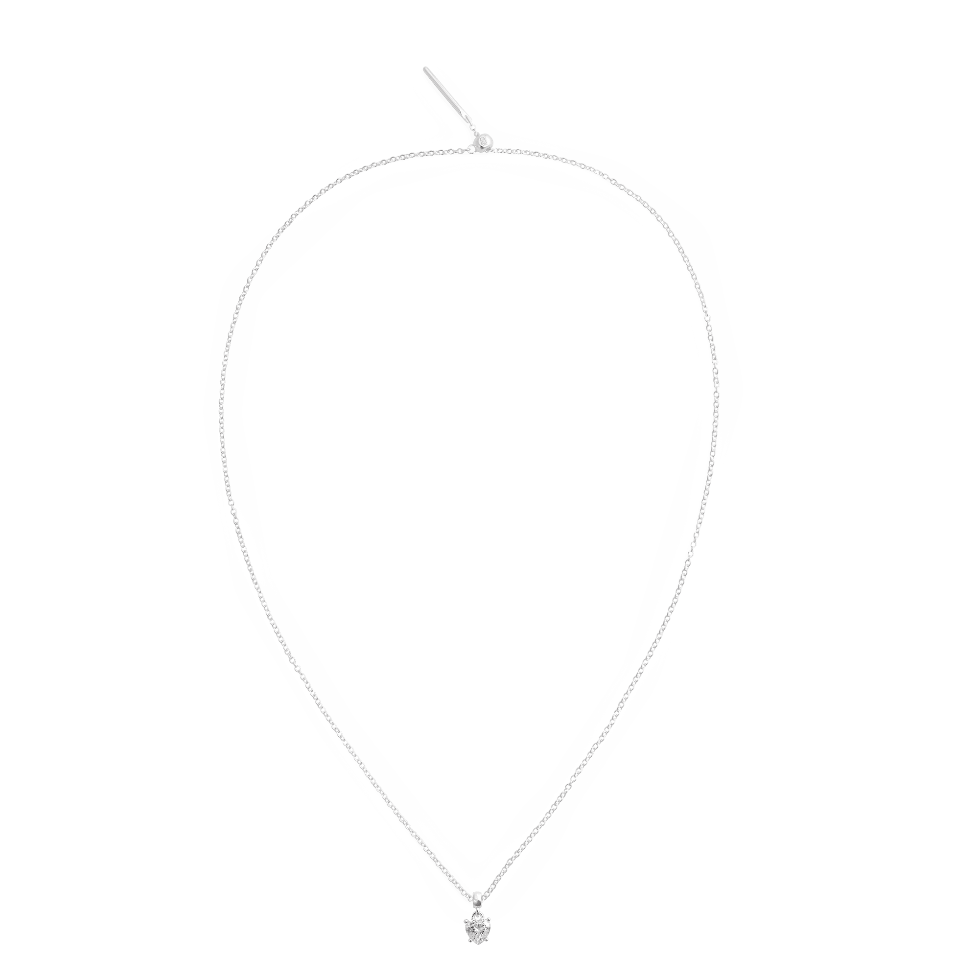 Heart White Crystal Charm S925 Sterling Silver