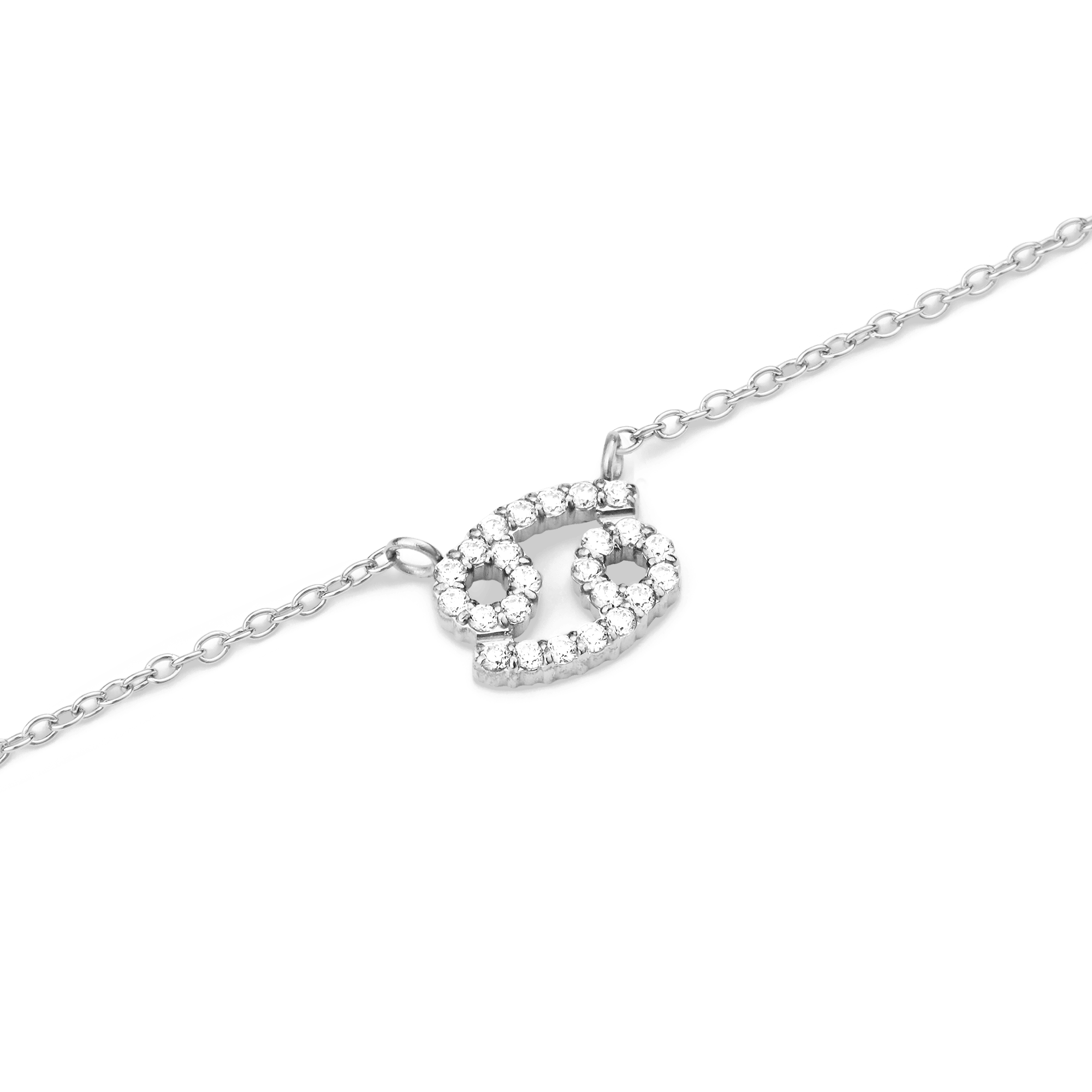 Crystal Zodiac Chain Necklace Silver