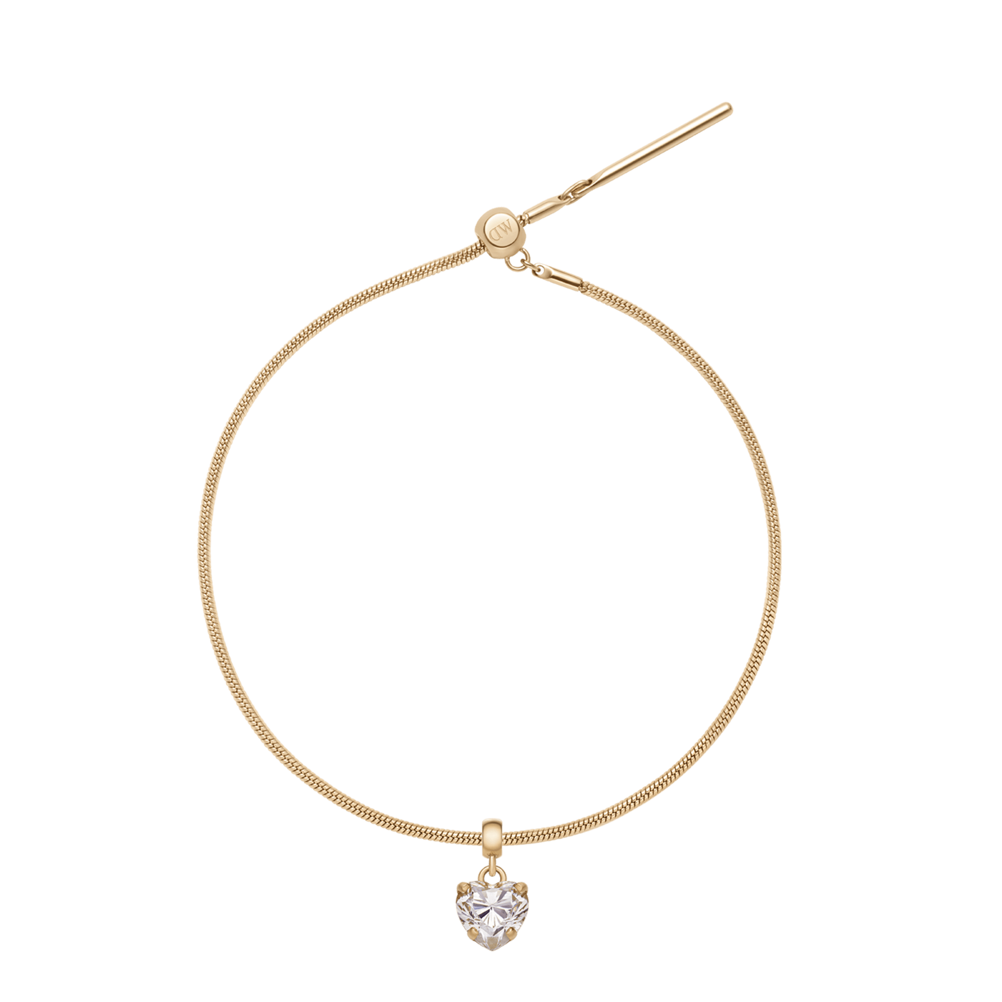 Heart Crystal White Gold Charm + Snake Bracelet G