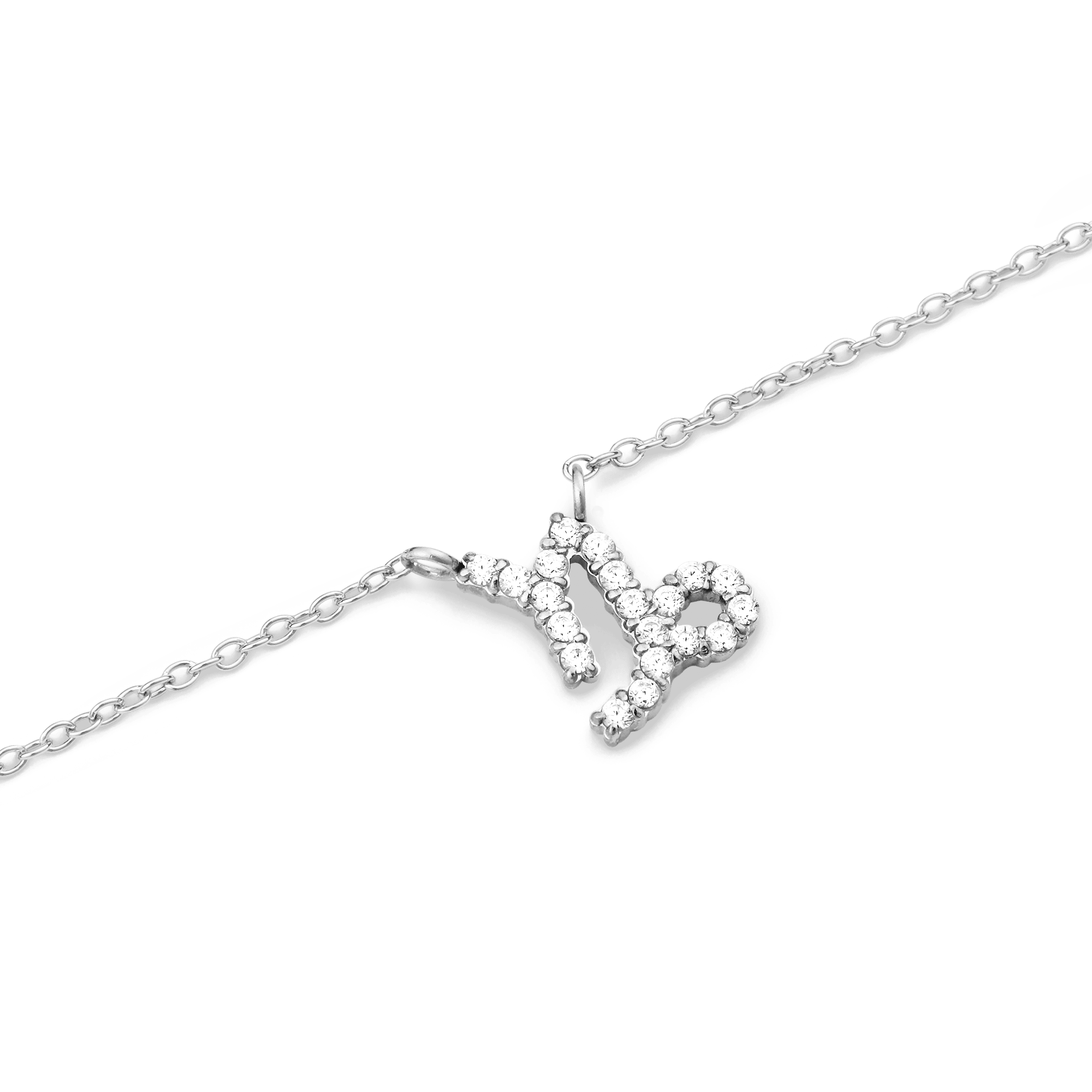 Crystal Zodiac Chain Necklace Silver