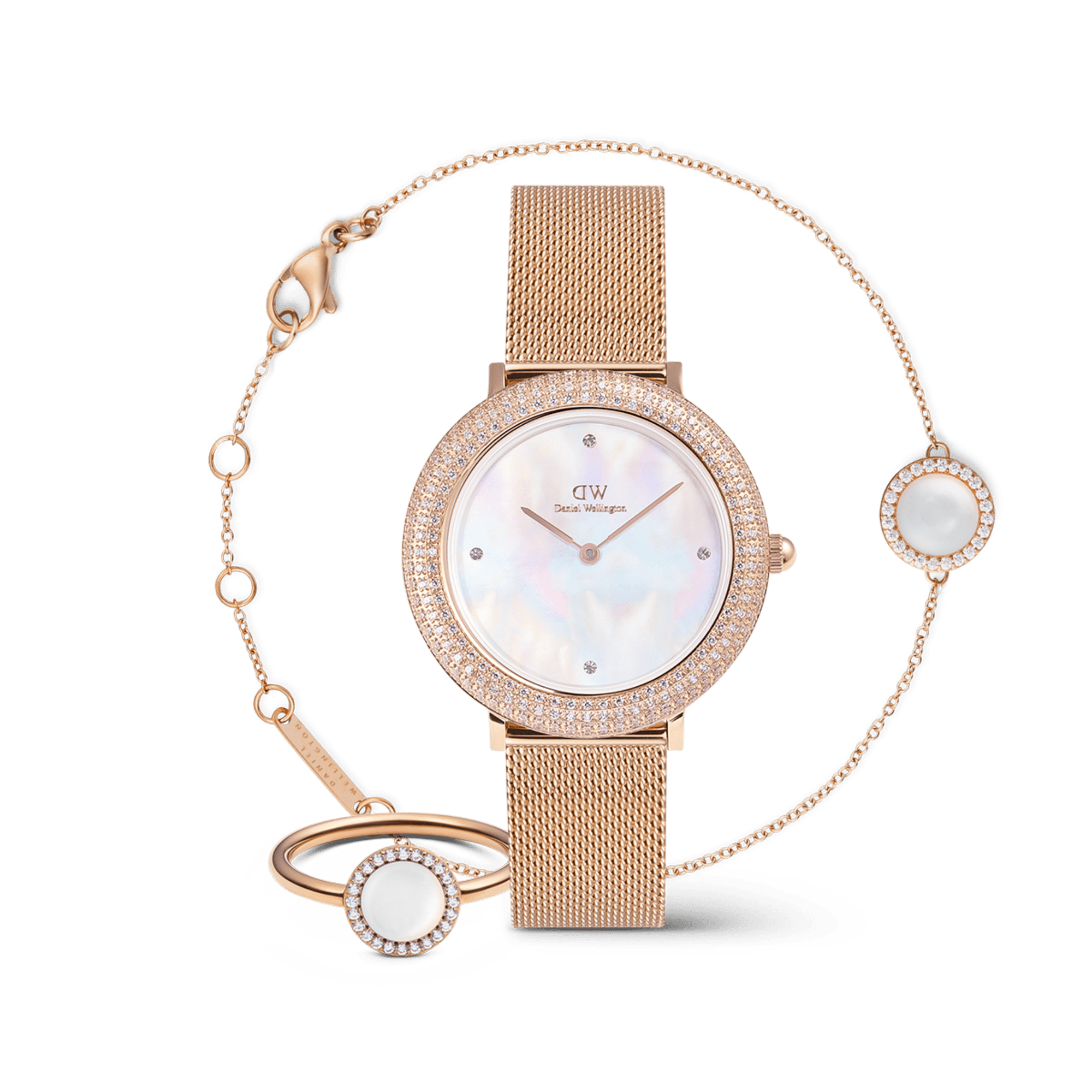 Crystalline Bezel & Audrey MOP Rose Gold Set