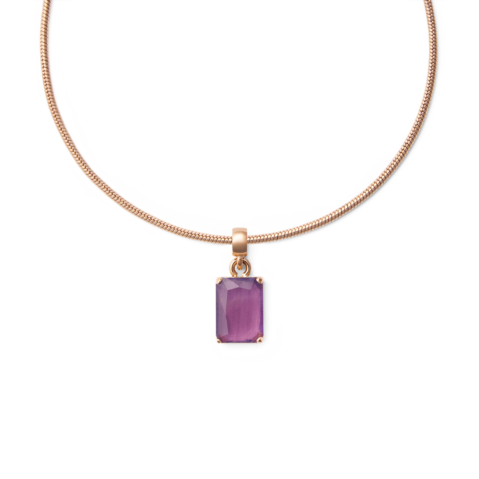 Amethyst Octagon Rose Gold Charm