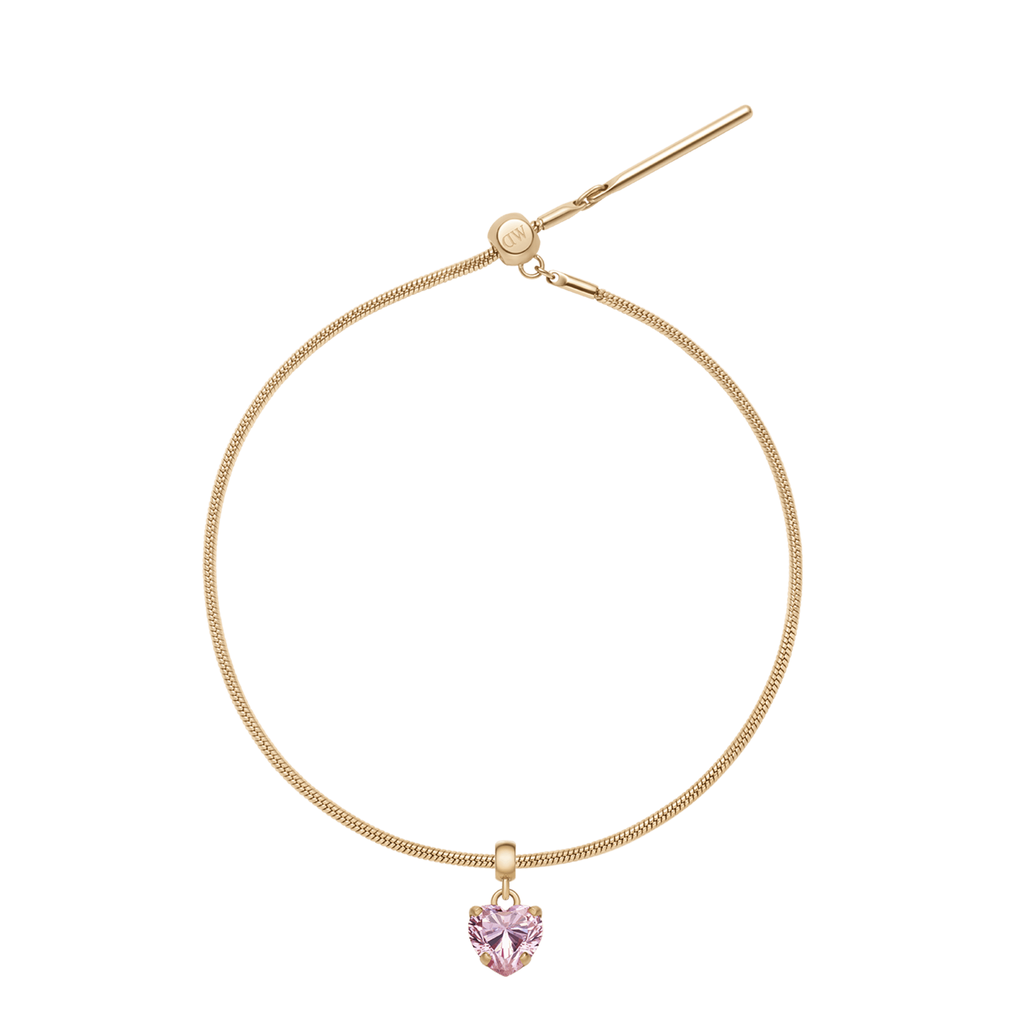 Heart Crystal Pink Gold Charm + Snake Bracelet G