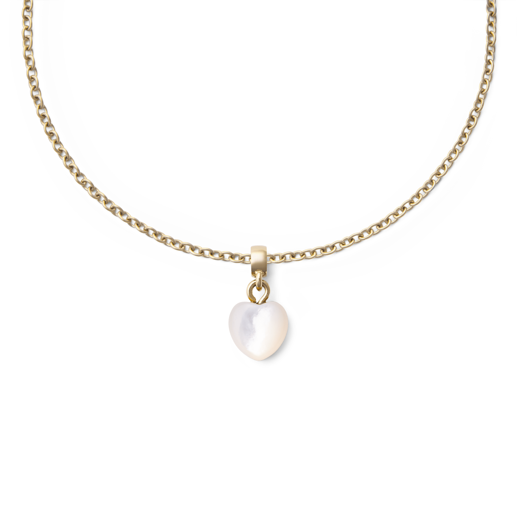 Mother of Pearl Heart Gold Charm