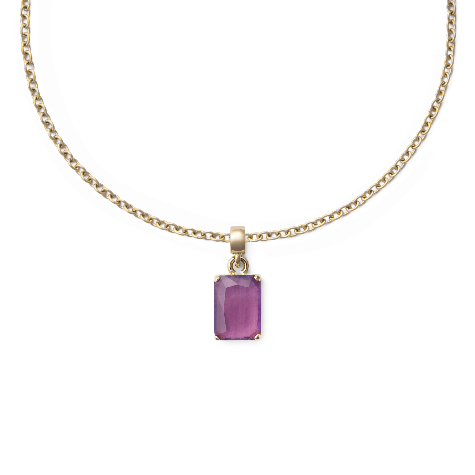 Amethyst Octagon Gold Charm