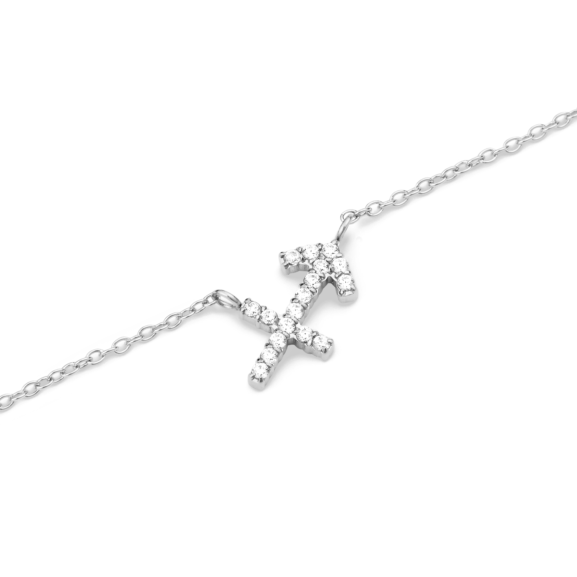 Crystal Zodiac Chain Necklace Silver