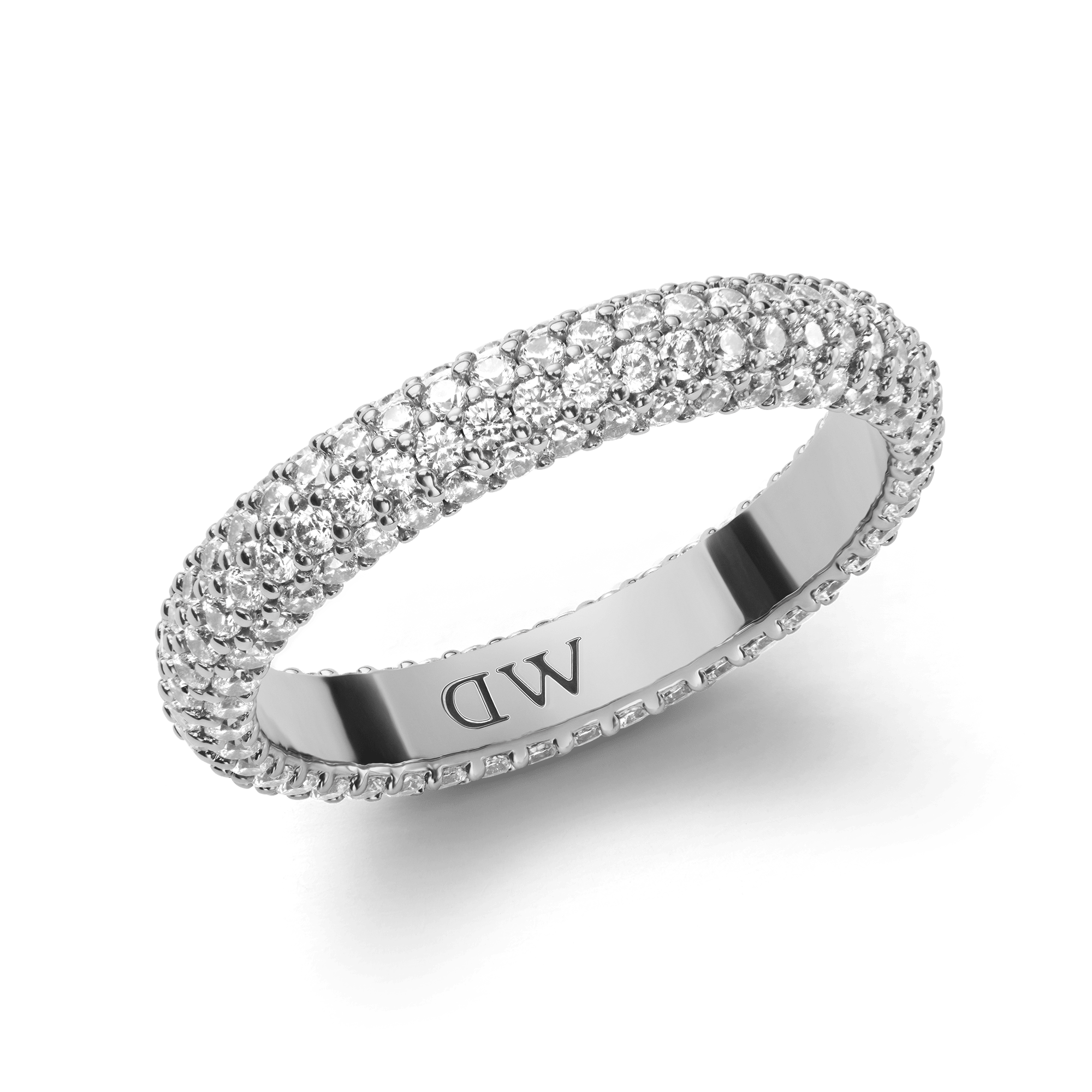 Pavé Crystal Ring Silver Set