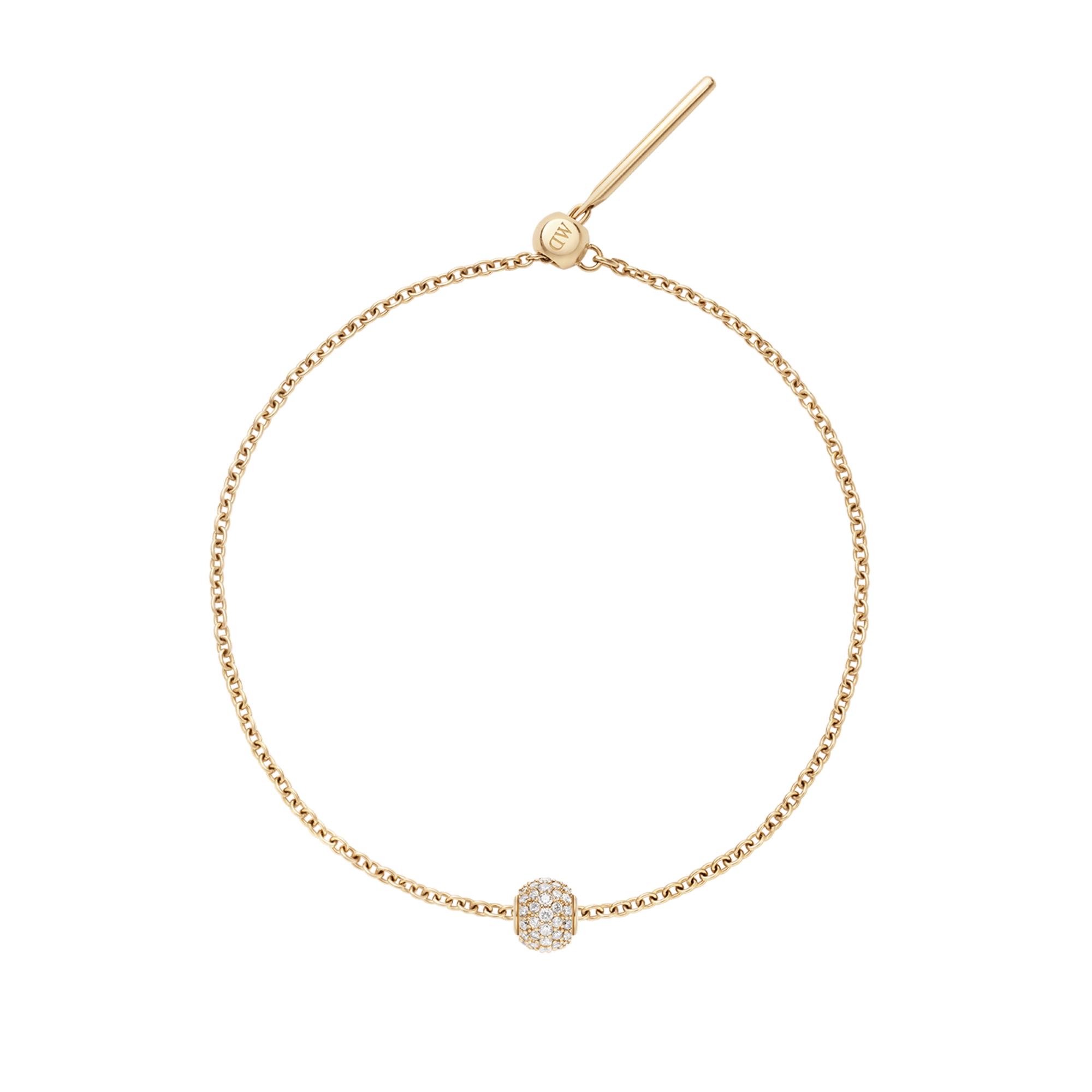 Pave Orb White Crystal Gold Charm + Chain Bracelet G