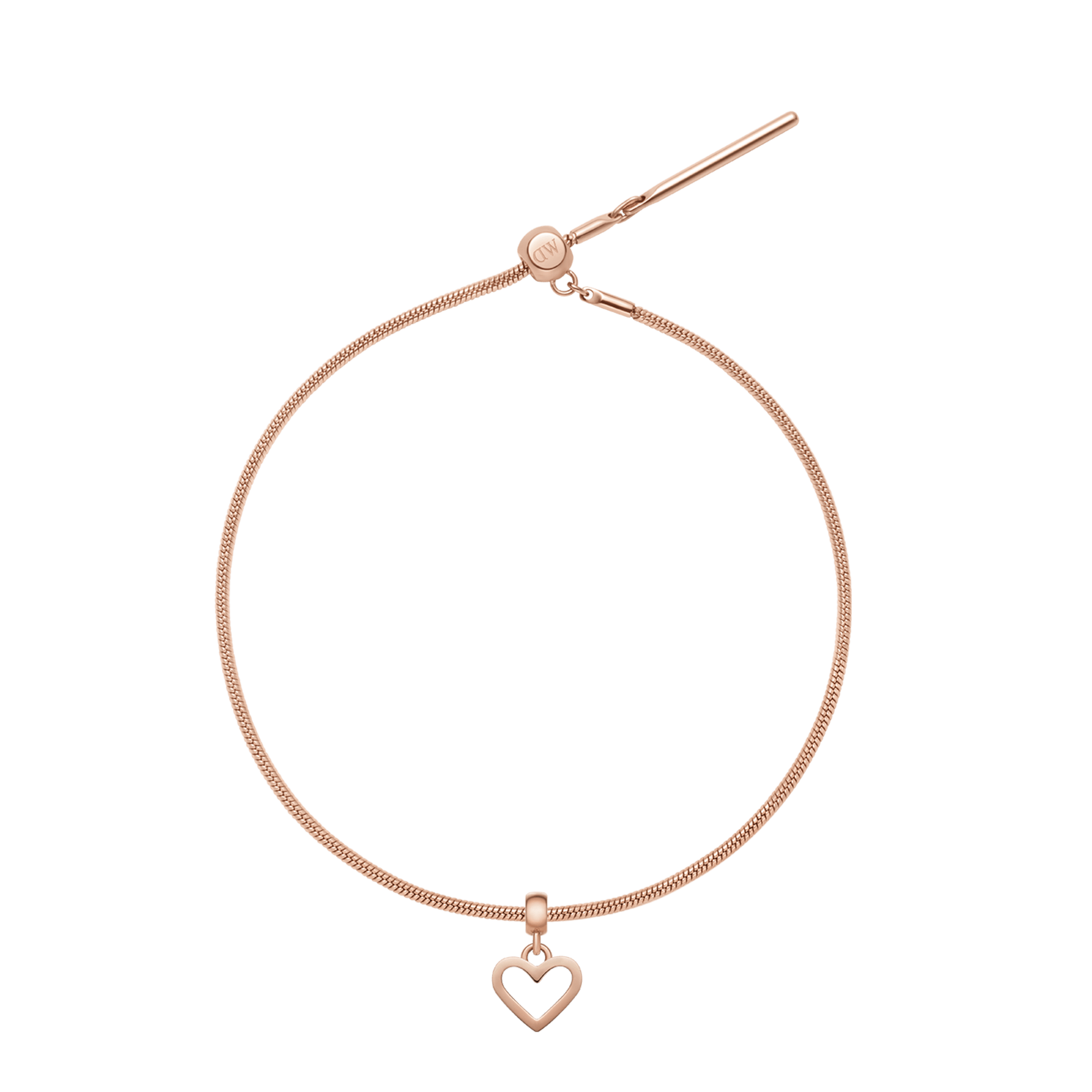 Heart Hanging Shape Rose Gold Charm + Snake Bracelet RG