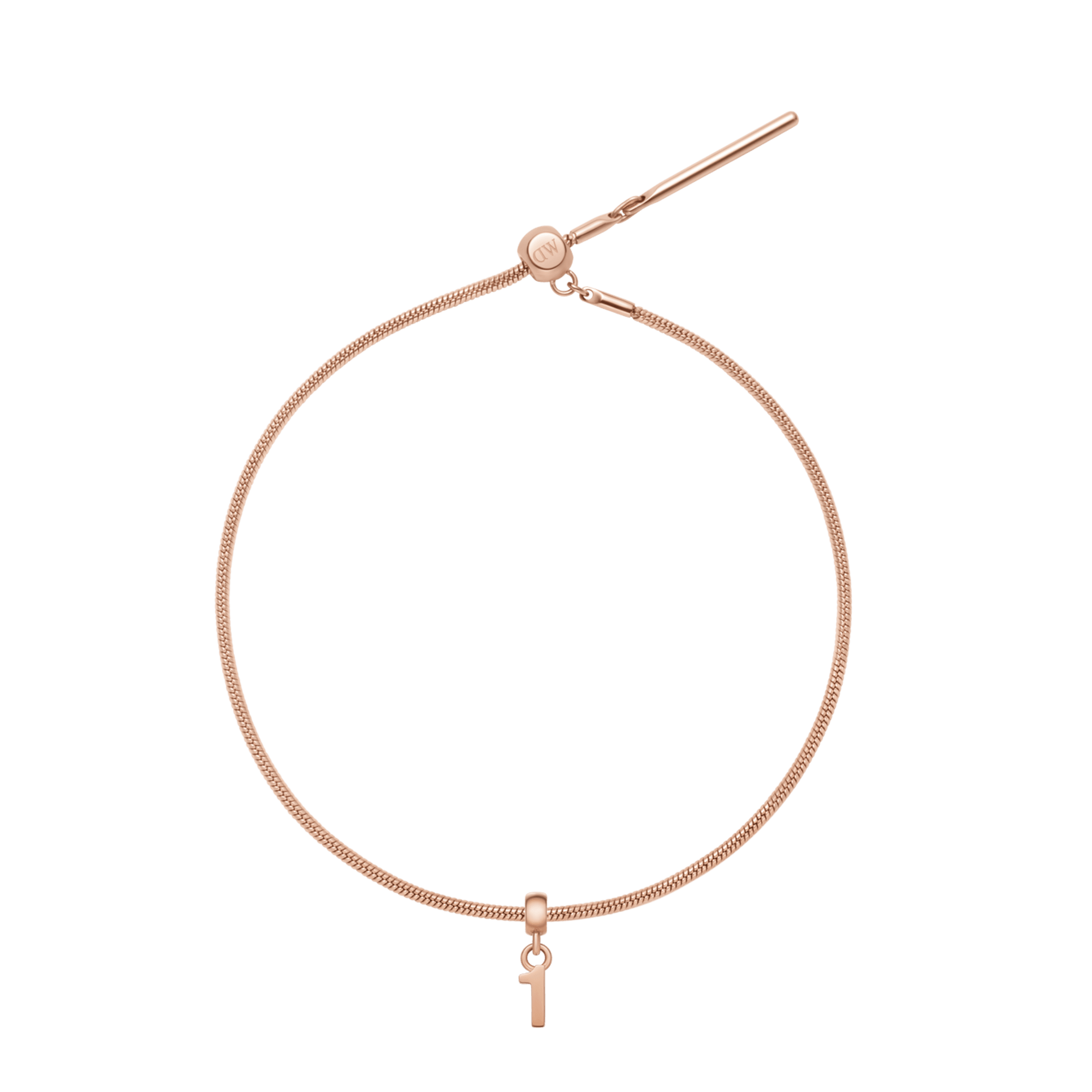 Number Rose Gold Charm + Snake Bracelet RG