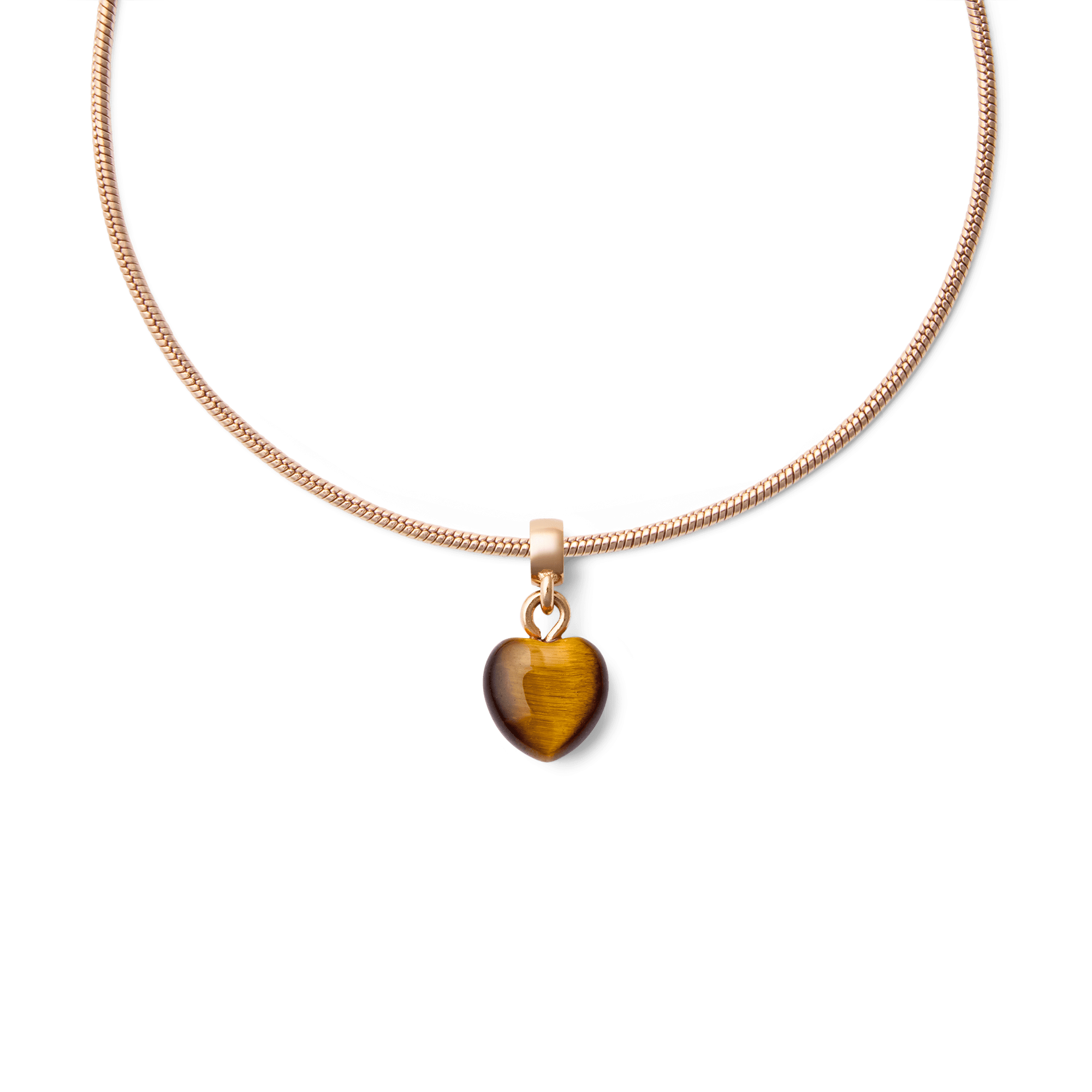 Tiger eye Heart Rose Gold Charm