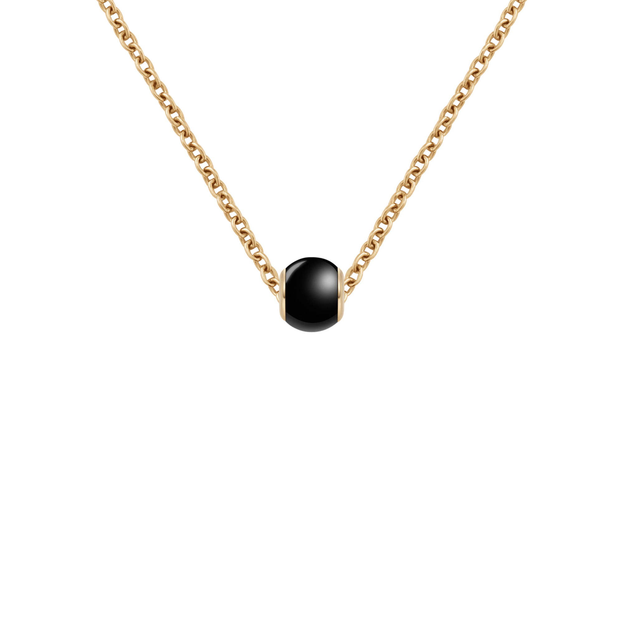 Black Orb Gold Charm + Chain Necklace G
