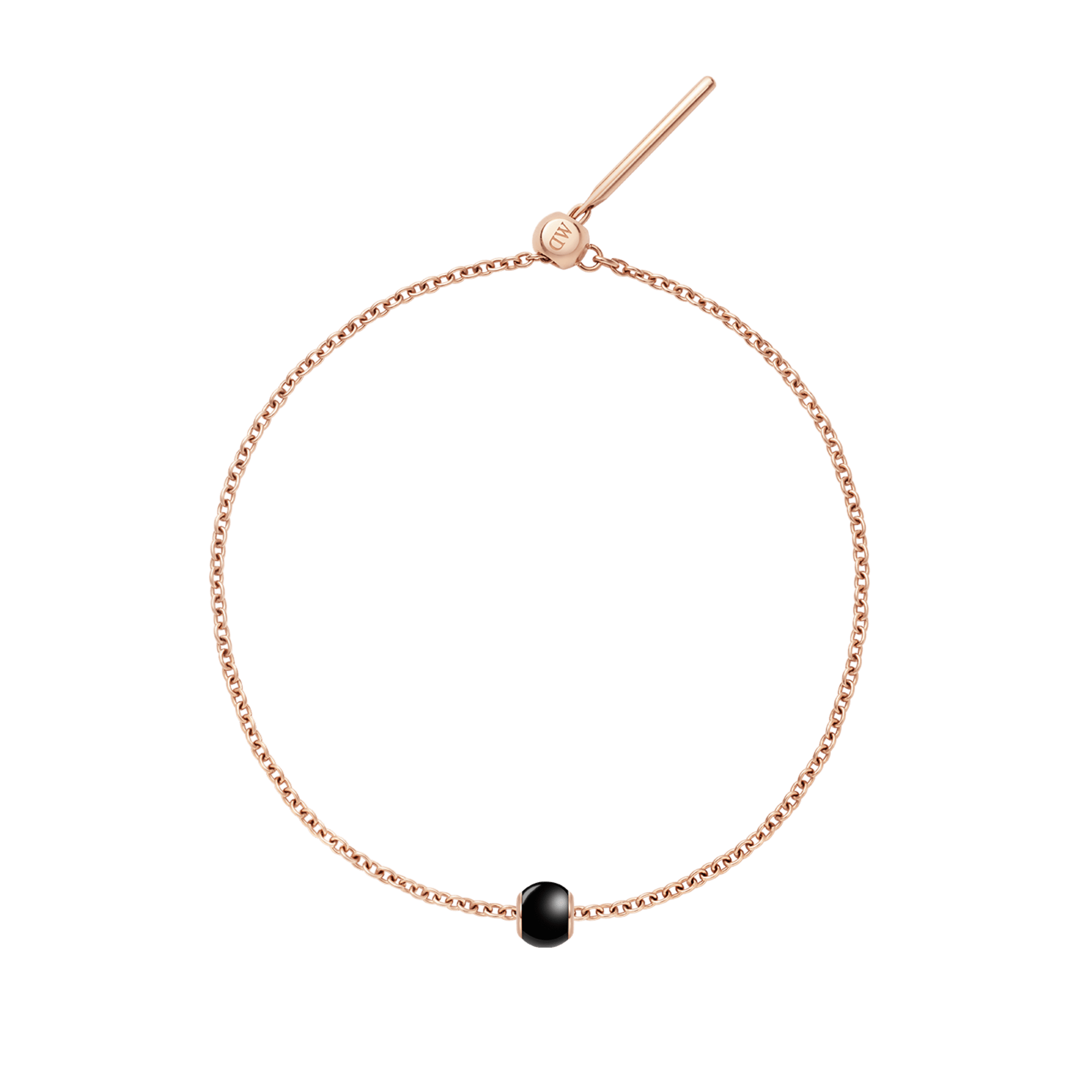 Black Orb Rose Gold Charm + Chain Bracelet RG