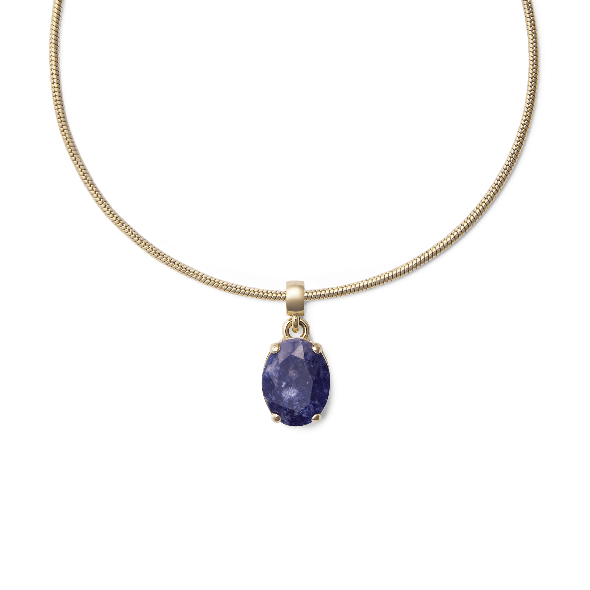 Blue Spot Oval Gold Charm