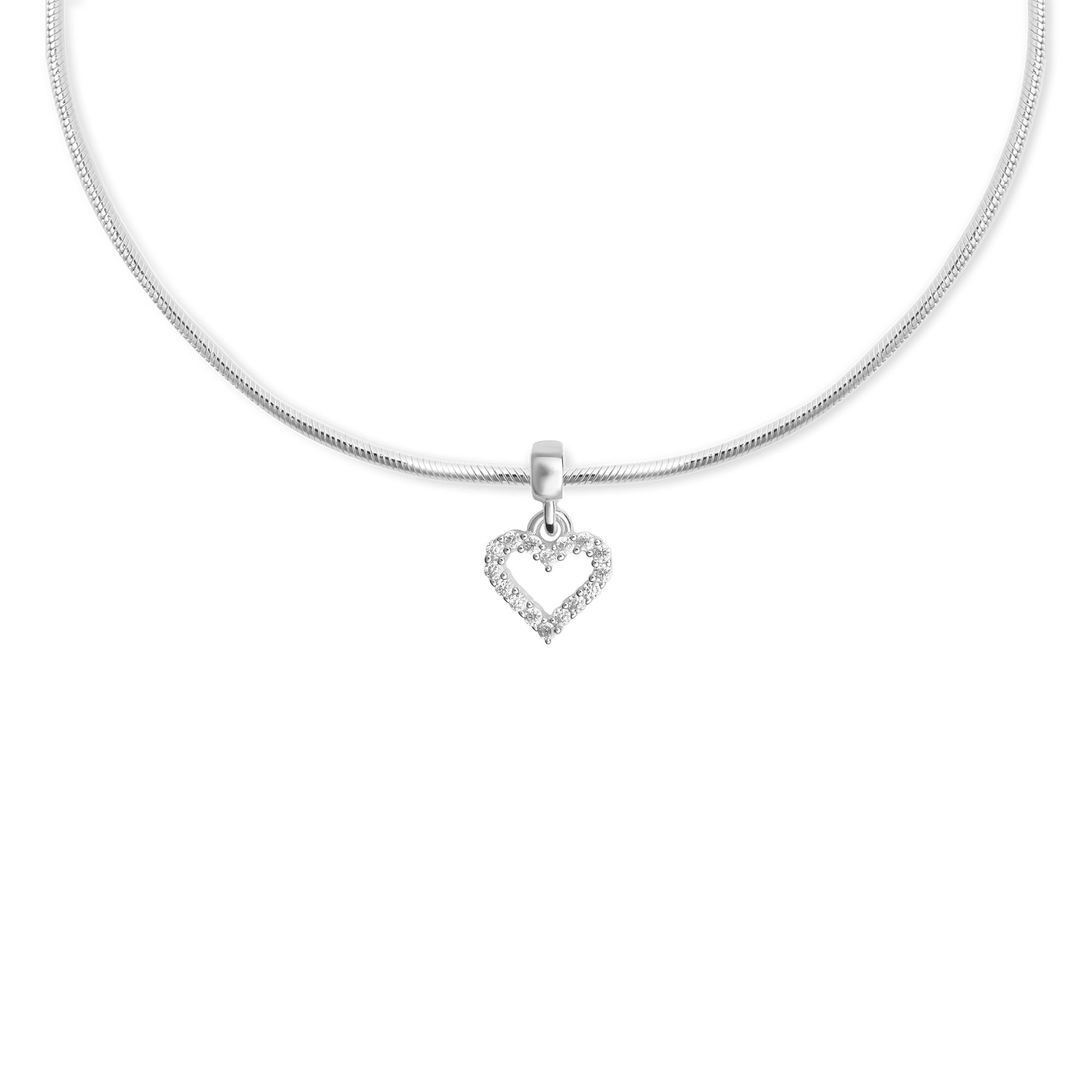 Heart Contour White Crystal Charm